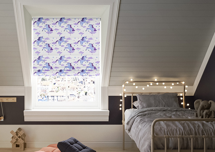 Unicorn Magic, Purple - Motorised Roman Blind - Image 3